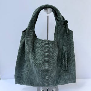 Oversized Hobo-style Shoulder Bag in Exotic Python