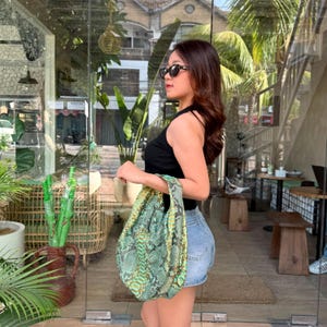 Mini Style Hobo Bag in Green Metallic Exotic Python