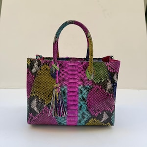 Genuine Python Tote in Rainbow Color