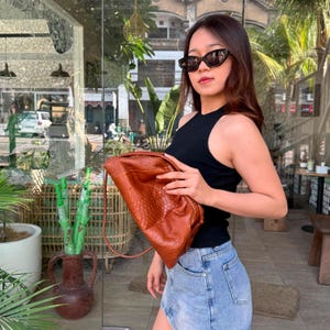 Cloud bag in Chestnut Brown Exotic Leather