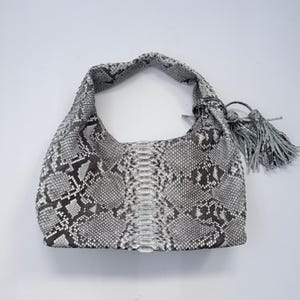 Hobo bag in natural python skin