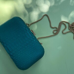 Pochette de soirée en python véritable vert