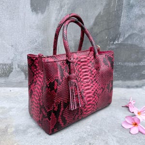 Genuine Python Tote in Red Color