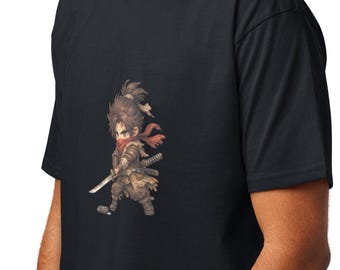 Men's Combed Cotton Graphic Tee | Anime Warrior Design