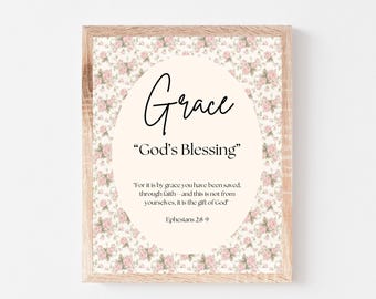 Placa personalizada com significado bíblico do nome | Arte de parede personalizada para quarto de bebê (download digital 8x10)