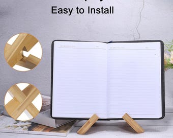 Cookbook Stand Wooden Recipe Book Holder for Kitchen Counter Adjustable Reading Stand