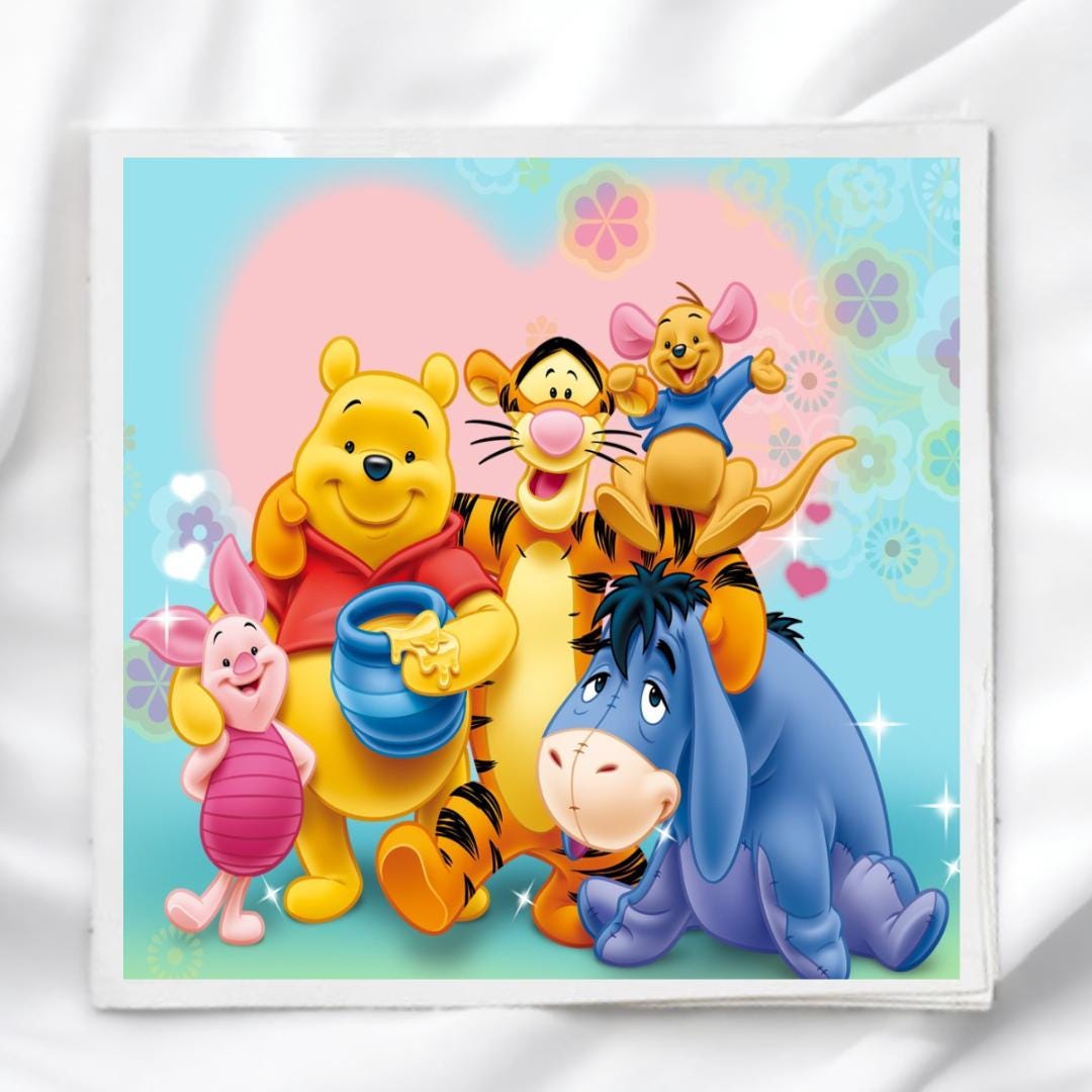 Blocchi Di Tessuto Cotone Artigianale Vintage Winnie The Pooh In Amaca &ndash; 5x7, Multicolor