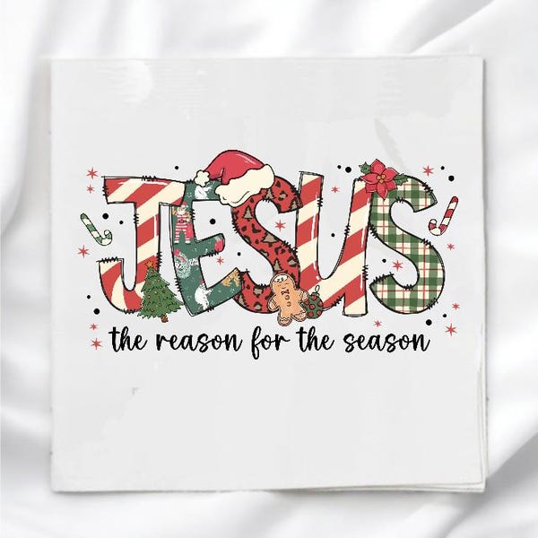 Jesus Is the Reason Christmas Fabric Panel for Quilting, Christian Christmas Quilt Block, Religious Holiday Sewing Fabric, Craft Fabric