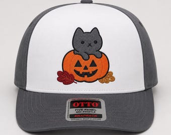 Black Cat Pumpkin Borduurontwerp, Halloween Cat, Spooky Fall Machine Borduurwerk PES DST-bestand digitale download