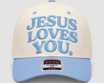 Design de bordado "Jesus te ama", fé cristã, design religioso para chapéu, arquivo digital para bordado à máquina em formato PES DST.