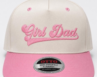 Design de bordado "Papai Menina", Boné rosa fofo para papai, presente para pai e filha, arquivo de bordado à máquina PES DST para download.