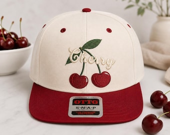 Desenho de Bordado de Cereja, Arquivo de Bordado à Máquina para Chapéu de Cereja Coquette, Boné de Fruta Fofo PES DST EXP Jef vp3
