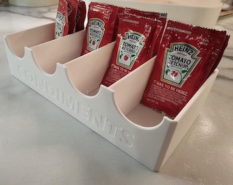 Condiment Packet Organizer – 3D Printed Ketchup Mustard Sauce Holder for Kitchen Counter or Pantry
