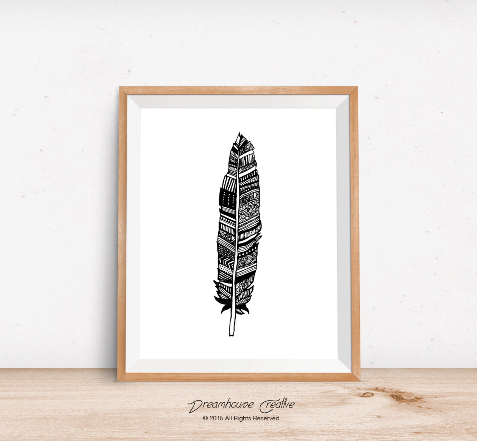 Printable Wall Art Print - 8x10 INSTANT DOWNLOAD - Hand Drawn Feather ...