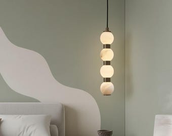 Lámpara colgante de mármol negro y marrón, moderna y lujosa para techo.