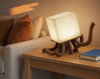 Octopus Table Lamp Wood Marble LED Bedside Light Dimmable Touch Desk Lamp