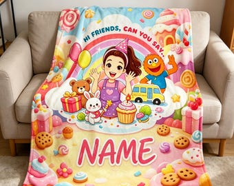 Personalized Ms Rachel Plush Throw Blanket Custom Name For Toddlers