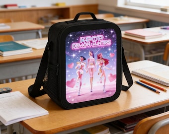Bolsa para el almuerzo Huntrix Trio Kpop Demon Hunters, diseño de ídolos en tonos pastel - Regalo para niñas pequeñas