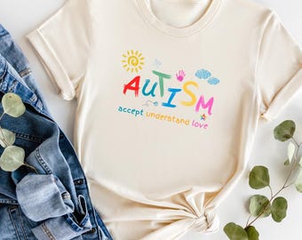 Autism Accept Understand Love Kids Shirt, Cute Brushstroke Toddler Tee