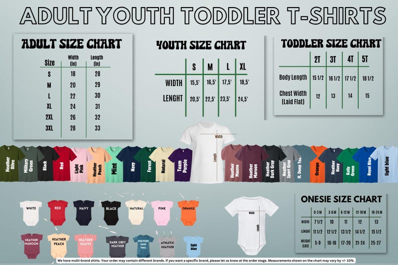 a poster showing the sizes of a youth's t - shirt