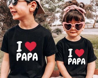 I Love Papa Shirt, Papa’s Little Girl And Boy T-Shirt, Cute Toddler Shirts For Fathers Day, Daddy Appreciation Tee, Cute Baby Gift TShirt