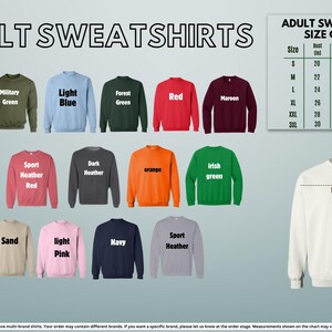 adult sweatshirts sizes chart for men and women