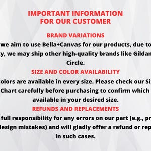 important information for customers regarding brand variations and product availability. It provides details on how to confirm the availability of colors in the desired size and offers a policy for handling any errors or replacements.