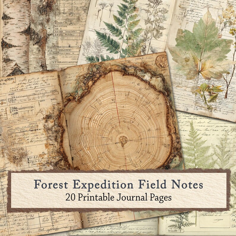 Vintage Botanical Junk Journal Pages | Forest Field Notes (digital ...