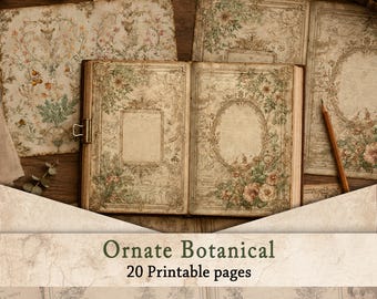 Ornate Victorian Junk Journal Paper | Vintage Baroque Manuscript Scrapbook Background, Printable Regencycore Antique Ephemera