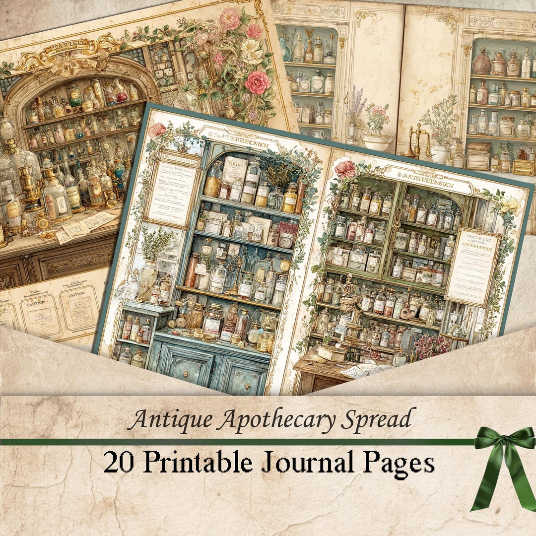 Antique Apothecary Junk Journal Pages | Vintage Pharmacy Watercolor ...