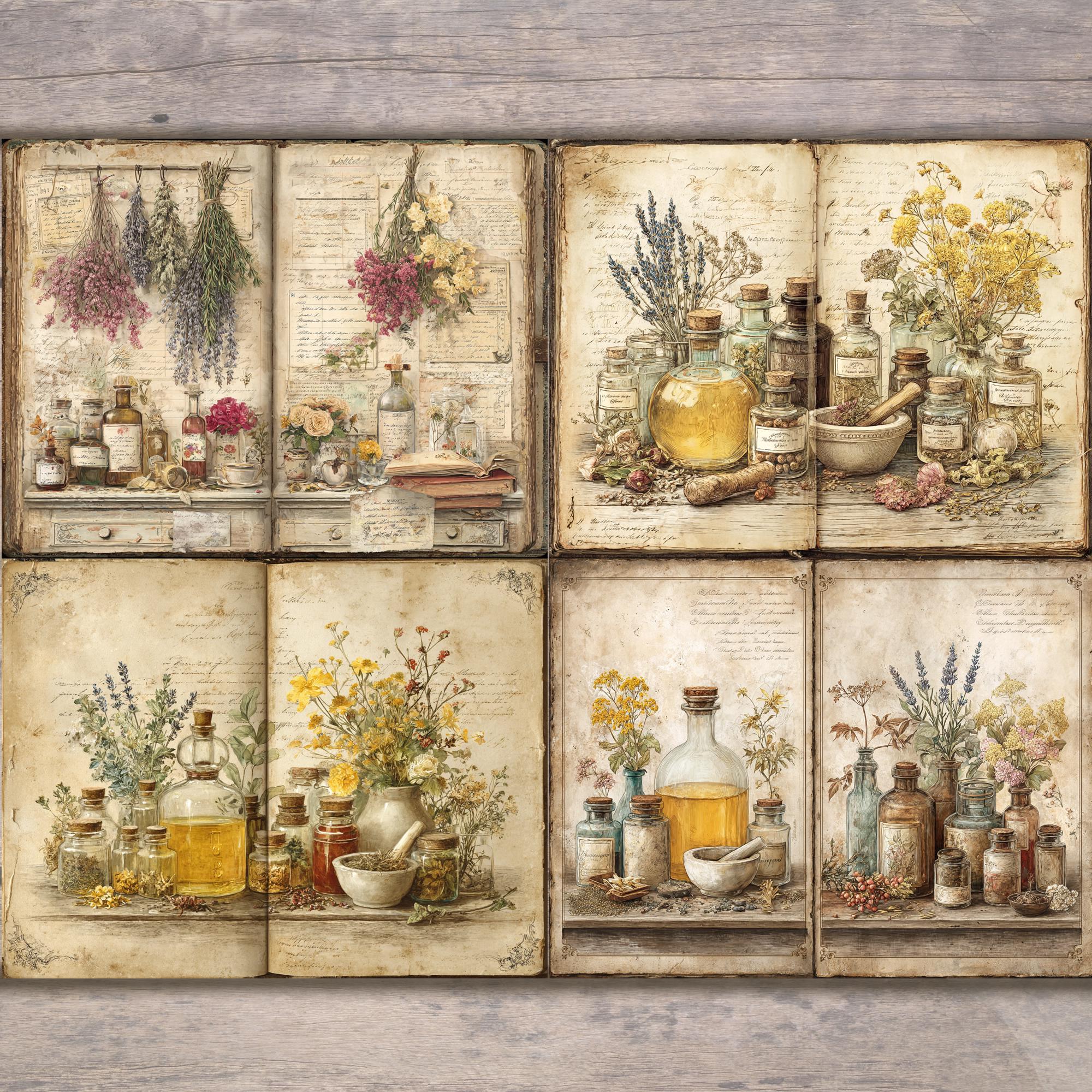Apothecary Junk Journal Pages Printable | Vintage Botanical Apothecary ...