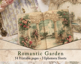 Vintage Rose Junk Journal Kit | Shabby Chic Floral Ephemera, Victorian Cottagecore Garden Pages