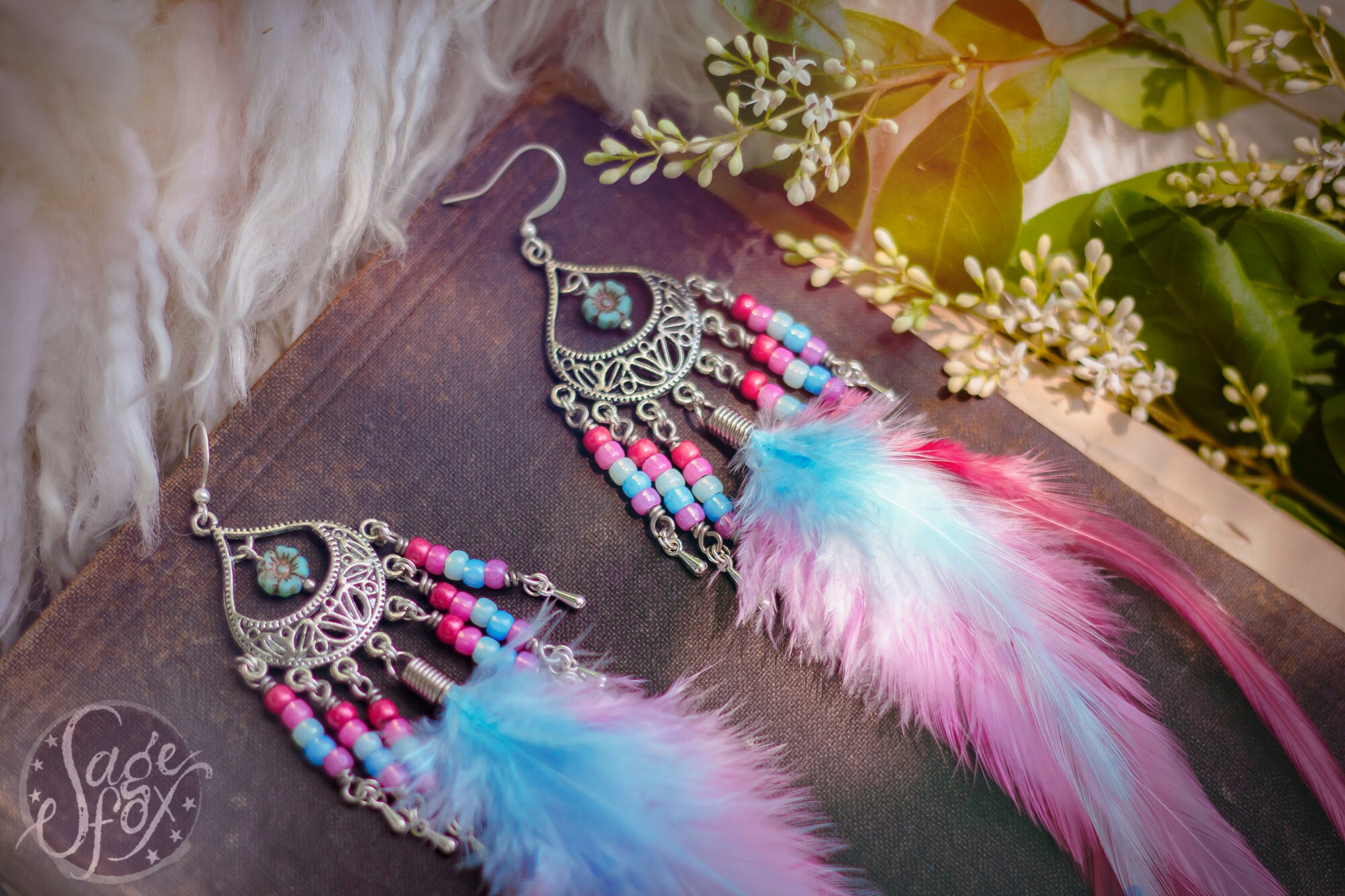 Hot Pink Feather Dangle Earrings | Madhechi