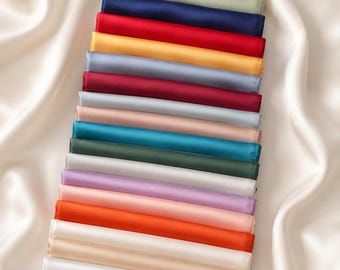 Effen moerbeizijden sjaal, 54 cm, lichtgewicht satijnen vierkant, minimalistisch nekaccessoire (haarbandana)