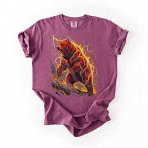 Camiseta gráfica Shockwave Grizzly - Red Bear Electric Pulse Streetwear