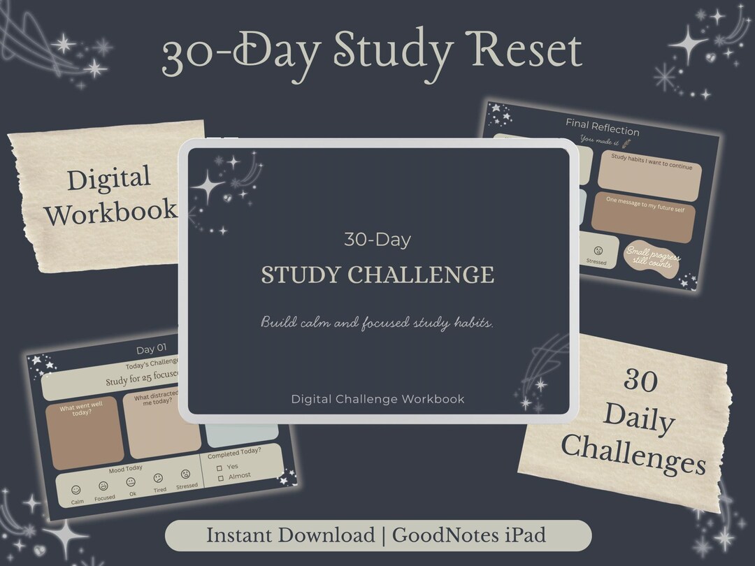 Study Challenge Books 30-day Study Challenge Workbook | Dark Academia Study Planner PDF ...