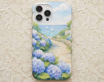 Coastal Hydrangea Phone Case with Cape Cod Inspiration, for iPhone and Samsung
