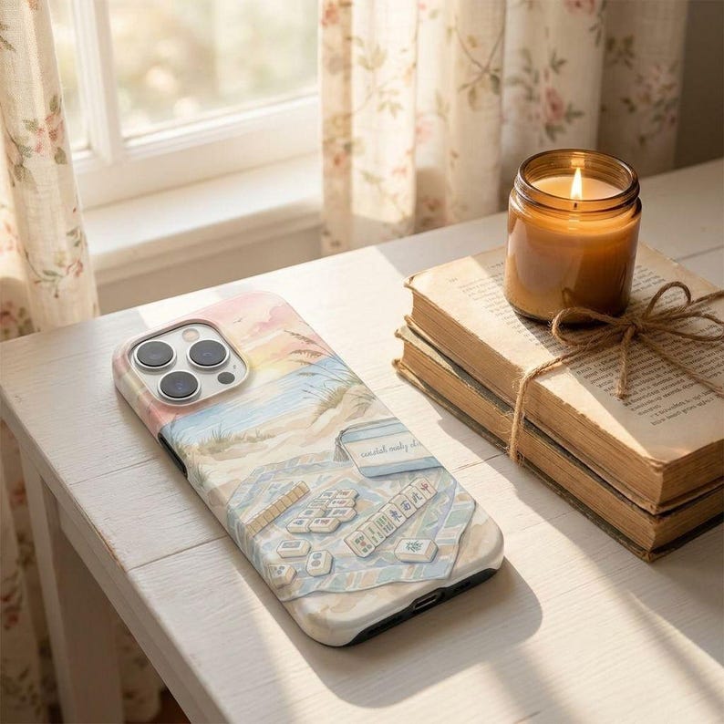 Coastal Mahjong Phone Case for iPhone and Samsung, with Summer Beachy Sunset image 2