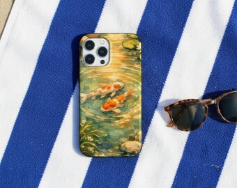 Fish Phone Case for iPhone and Samsung with Peaceful Koi Pond Aesthetic