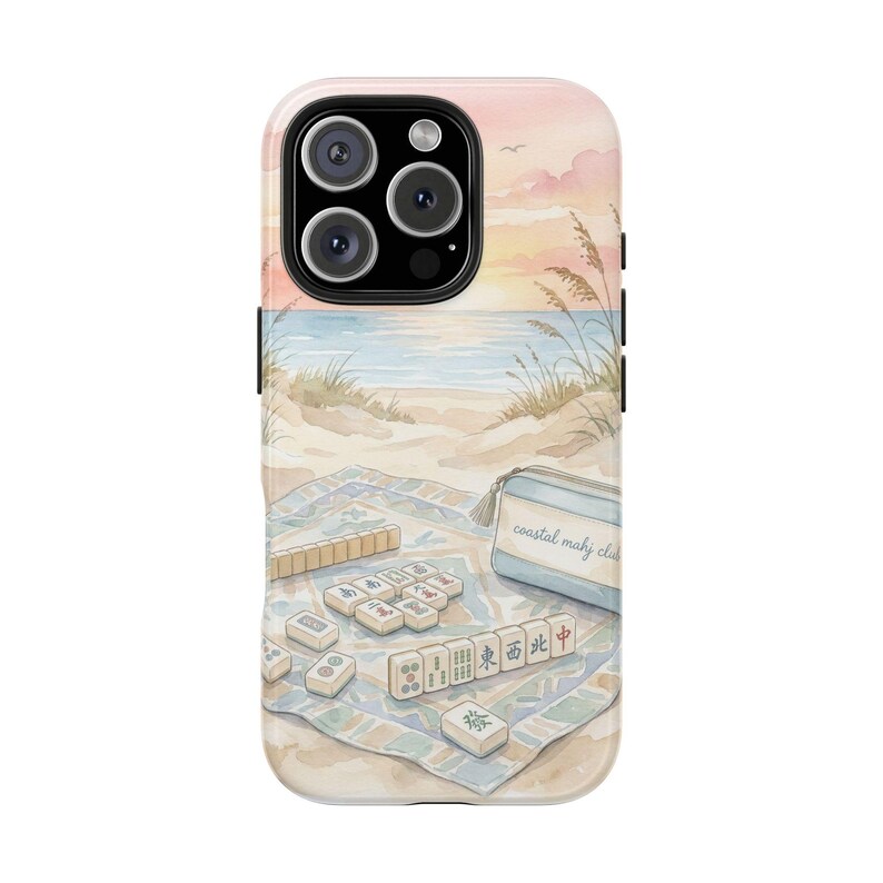 Coastal Mahjong Phone Case for iPhone and Samsung, with Summer Beachy Sunset image 3