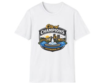 Pittsburgh City of Champions skyline fountain Pitt T-Shirt | Pittsburgh PA graphic tee