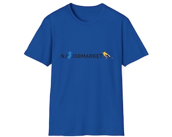 New Jersey Job Market Logo T-Shirt | State Outline & Goldfinch Graphic