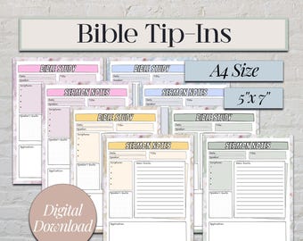 Inserti stampabili per lo studio biblico, regalo per un amico, appunti per sermoni cristiani, idea per il journaling in chiesa, set regalo per il ministero giovanile
