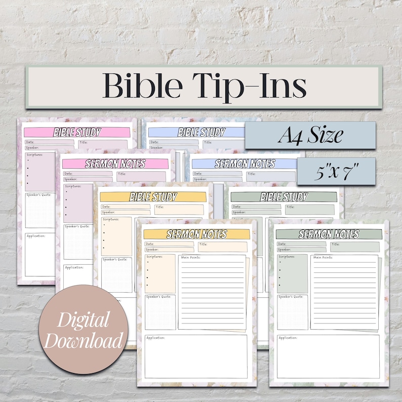 Printable Tip Ins for Bible Study Inserts Gift for Friend Christian ...