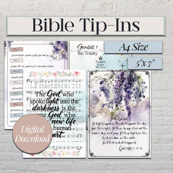 Bible Inserts for Journaling Printable Tip Ins Christian Scripture Study for Women Ministry Digital Devotional Journal