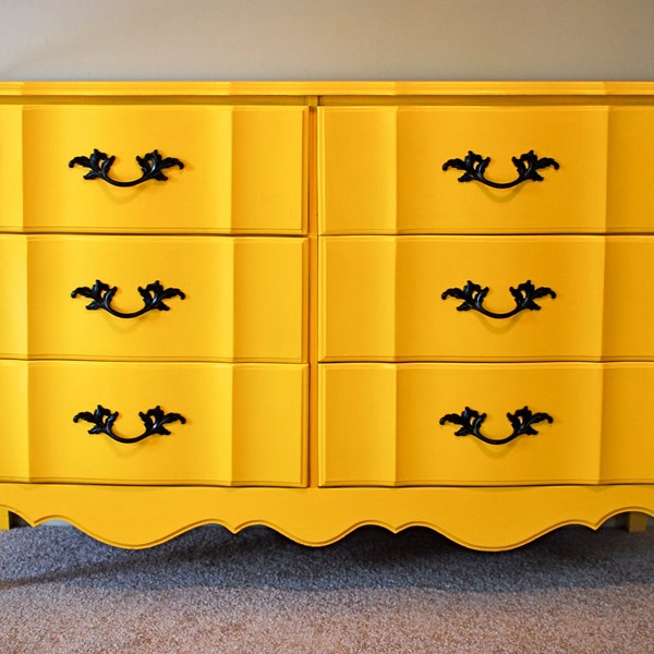 Yellow Dresser with Bronze Hardware