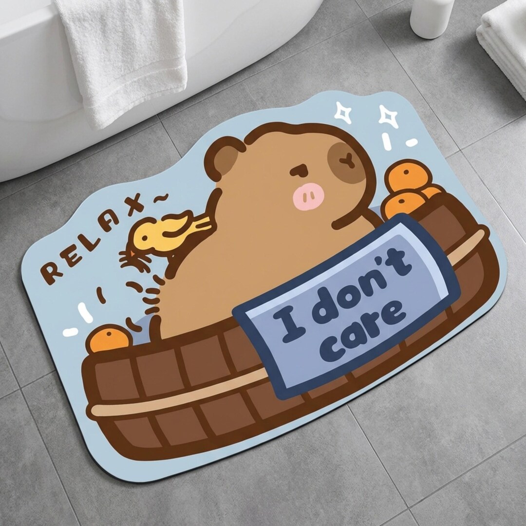 Capybara Rug Rectangle Non Slip Bathmat Capybara Cartoon Smooth Absorbent Waterproof ...