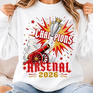 Arsenal Champions 2026 PNG, Arsenal Fan Sublimation Graphic, Gunners Premier League Winner PNG, Historic Championship Celebration Tee Design