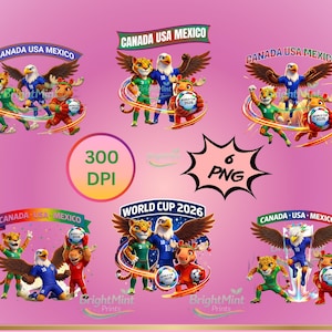 World Cup 2026 Mascots PNG Bundle - Zayu Maple Clutch Clipart Bundle - Football Sticker Pack PNG
