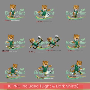 Mascot Zayu World Cup 2026 PNG bundle - USA Mexico Canada Soccer Fan Apparel -Kids Youth Soccer Shirt Retro Design (Digital Download) image 5